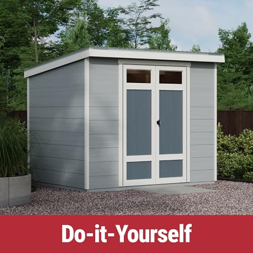 Handy Home Products Highland 8x6 Modern Wooden Storage Shed with Floor Kit and Palram roof- Does not Include Paint - Image 2