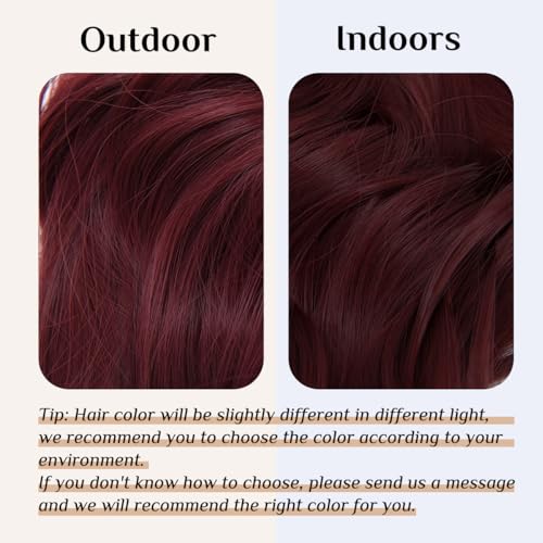 Image of SARLA 14 inch 16 inch 18 inch 4.3oz Synthetic Wavy Halo Hair Extension Natural Hairpieces No Clip No Glue No Tape M01 (18 inch wave,#118 Wine Red)