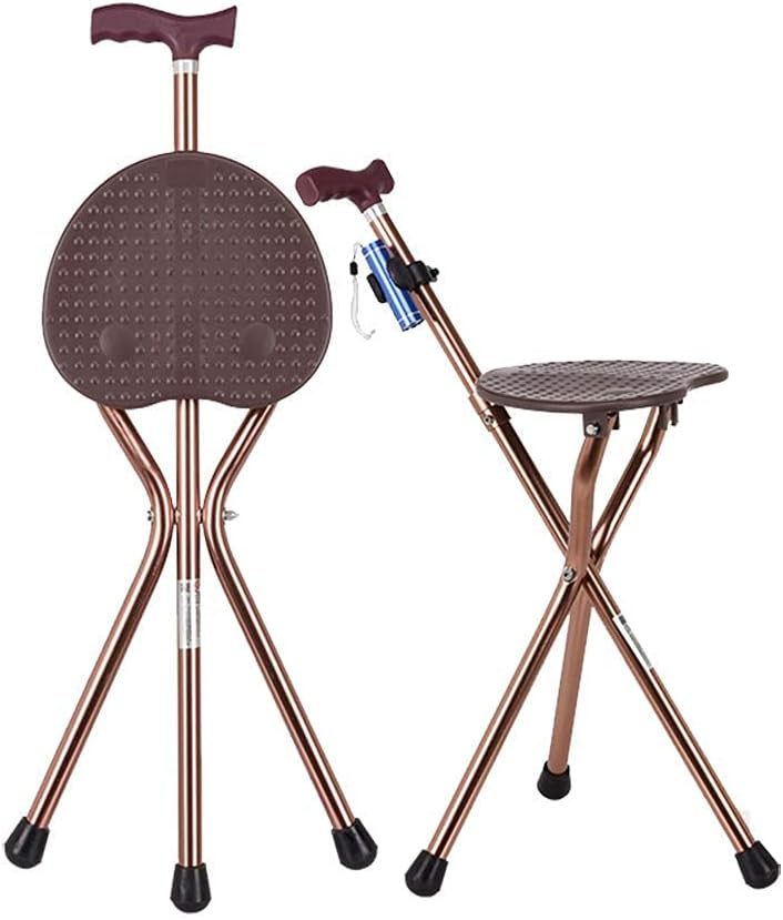 ポータブル折りたたみ式松葉杖シート 松葉杖5つの位置は調整可能 Ledライト付きスツール