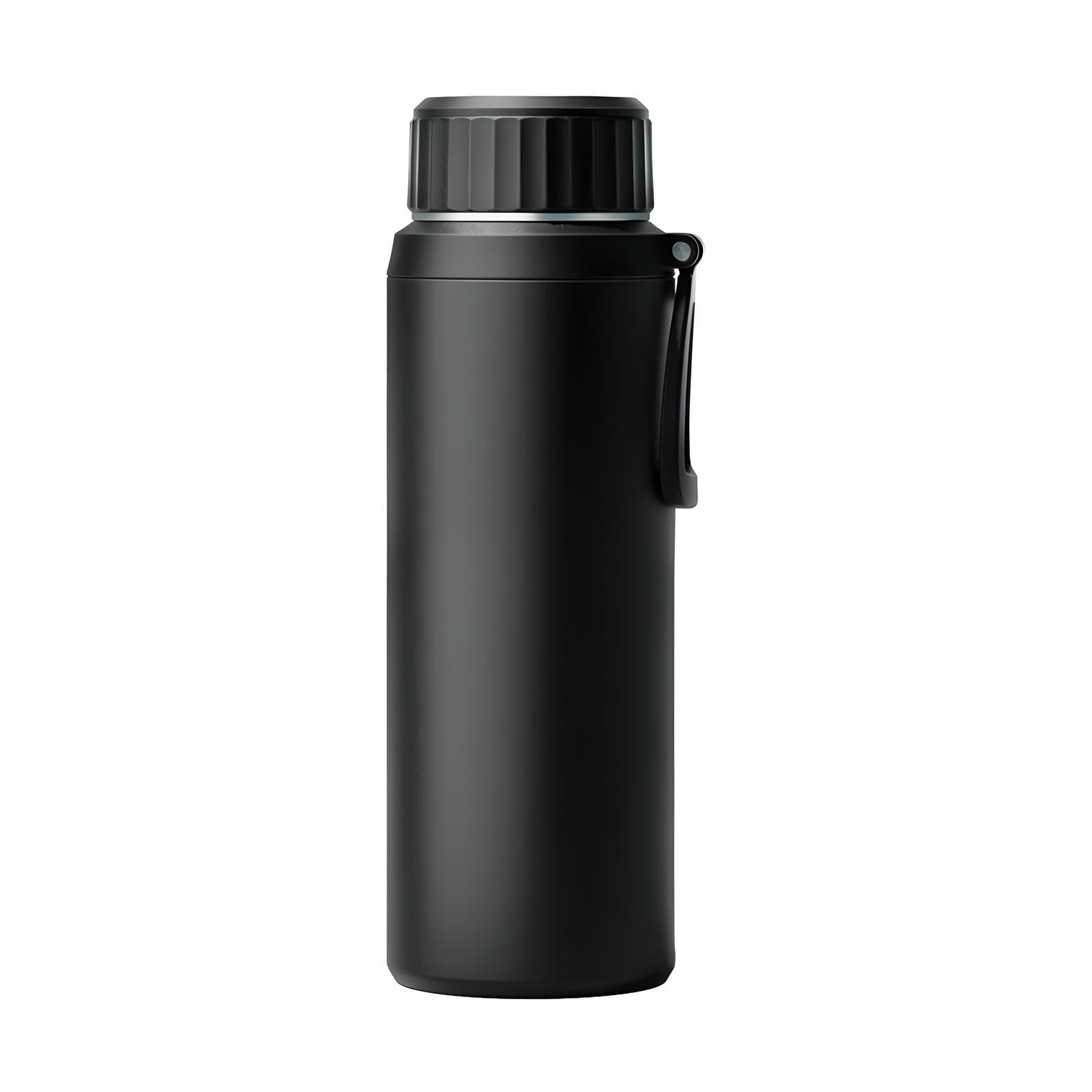 Borraccia da 1 l / 1,5 l, in acciaio inox 316, isolata sottovuoto, con infusore per tè rimovibile, senza BPA, a prova di perdite, mantiene caldo e freddo per oltre 12 ore (nero, 1500 ml)