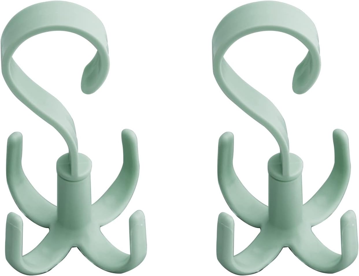 Hook Clips Buckle Rotatable 4 Hangers for Bag Tie Scarf Hat Belt Shoes PS Nordic Green 2pcs