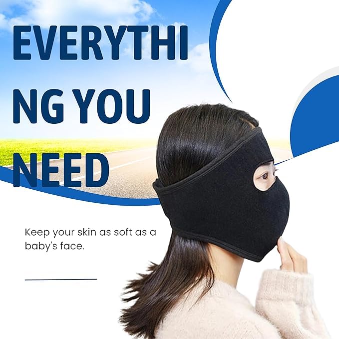 Image of Cotton Blend Solid Summer Face Mask for Women | Free Size | ideal for Dust, Sun Protection, Bike, Riding & Outdoor Activities | Black