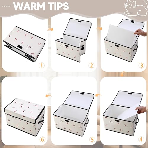 Image of Stackable Clothes Storage Bins with Lids 3 Pack. | Closet Organizers Fabric Cat Printing Box for Home and Office,Blanket Clothes Organizers,Under Bed Storage Containers