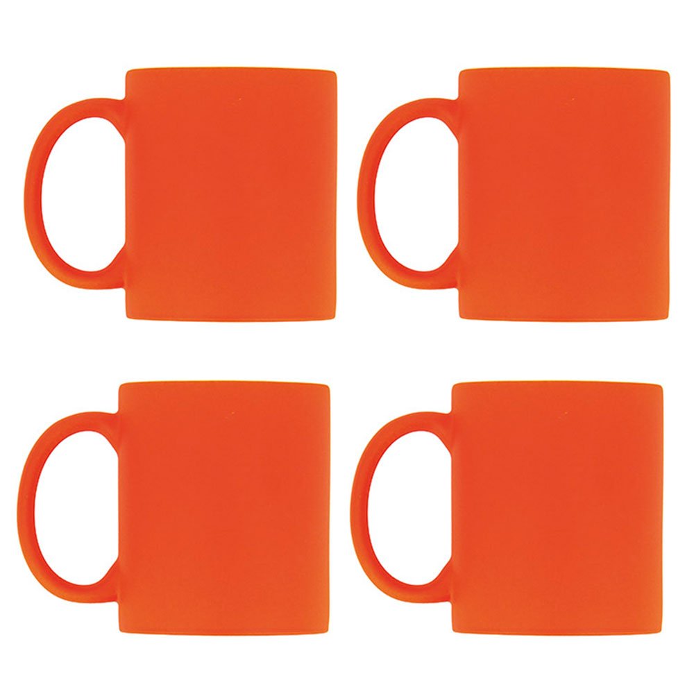 Ebuygb Orange Pack Of 4 Bright Fluorescent/Neon Mug For Tea And Coffee, Ceramic, 310Ml