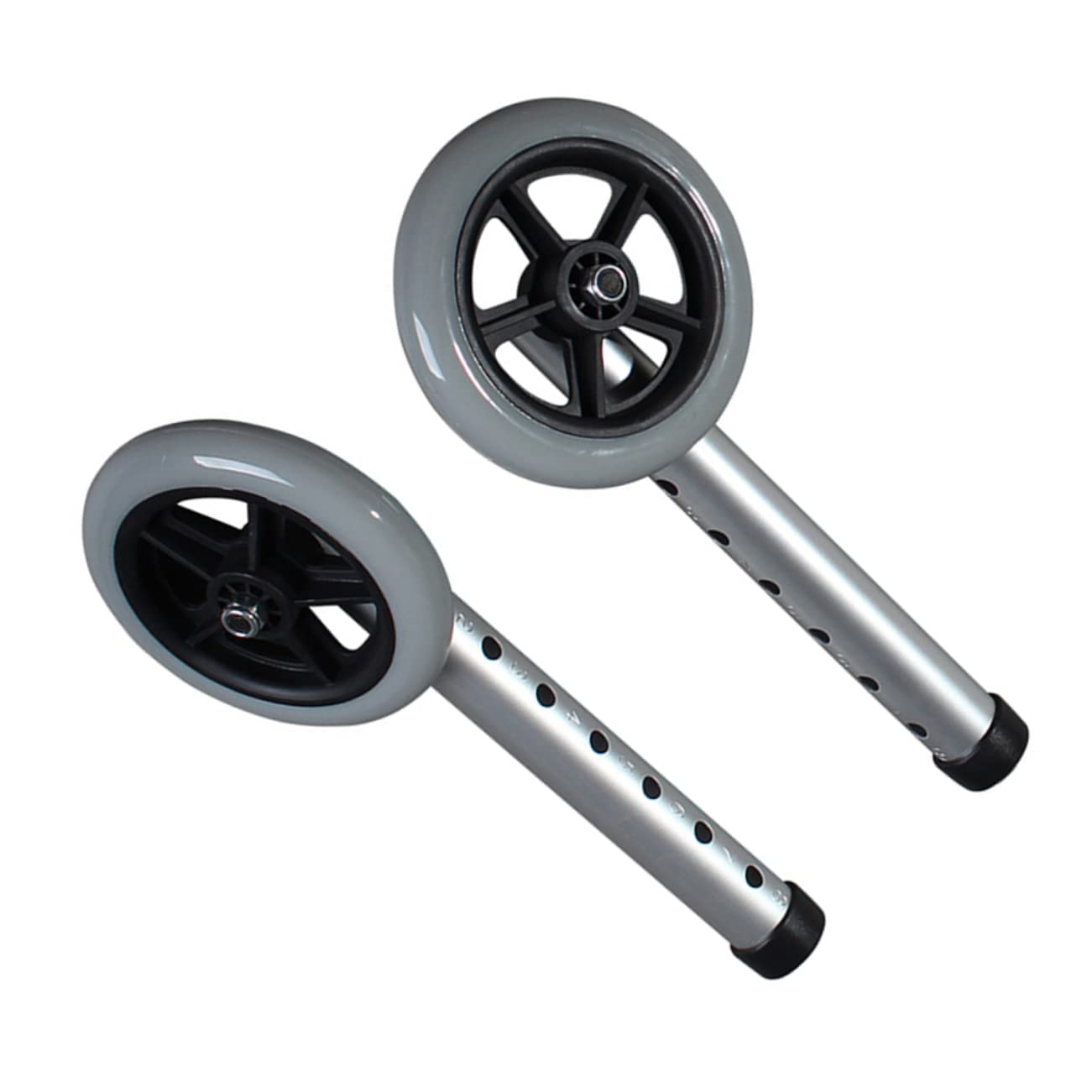 Healeved 2pcs Silver Walking Aid Replacement Wheel Wheelchair Wheel Aluminum Alloy Wheel for Rolling Walker