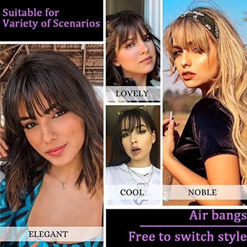 Fake Bangs 100% Human Hair Wispy Bangs Clip In Hair Extensions Ash Blonde Air Bangs Fringe With Temples Hairpieces For Women Curved Bangs For Daily Wear(Ash Blonde Bangs) #TOP5