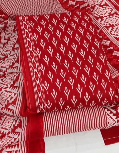 Image of DRAVINAM Trends Women's Premium Cambric Cotton Jaipuri Printed Unstitched Salwar Suit Dress Material with Mulmul Cotton Dupatta