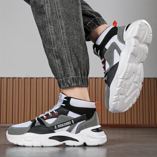 Men's High-Top Thick-Soled Dad Shoes, Letter Patch Walking Skateboard Sneakers Casual Shoes Men's Shoes3