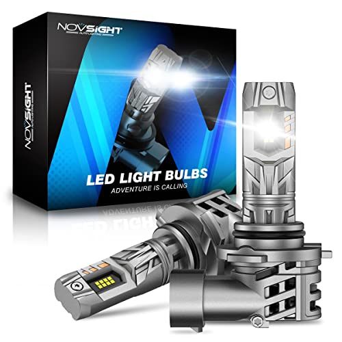 NOVSIGHT 9005 LED Headlight Bulbs, 20000LM 600% Bright LED Headlights High Beam Conversion Kits, 1:1 Size Plug and Play, 6500k Cool White LED Bulbs Replacement IP68 Waterproof Pack of 2
