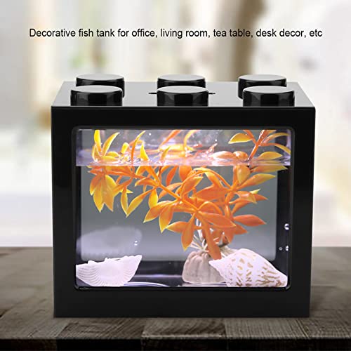 Image of Zerodis Small Fish, Acrylic Mini Fish Desktop Mini Aquarium Bowl for Goldfish Aquarium Starter Kits with USB LED Light Office Tea Table Decor