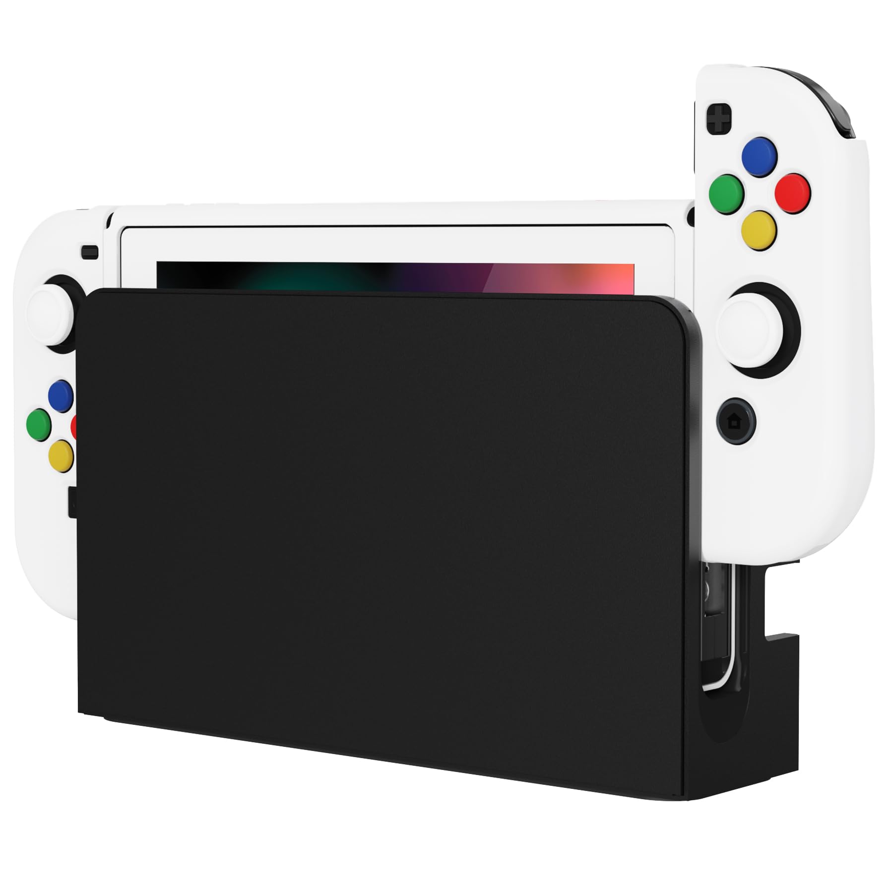 playvital Cover per Nintendo Switch,Custodia Copertura Morbida TPU Protettiva per Joycon Console&Pellicola Vetro Temperato&Copri Analogici&Copri Tasti(ZealProtect)-Bianco