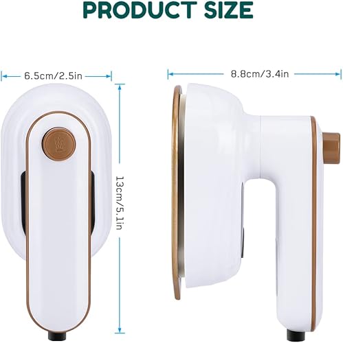 Miniatura 2 de Plancha de mano portátil, mini plancha de vapor de mano para ropa, vaporizador de ropa de viaje giratorio de 180°, mini máquina de planchar