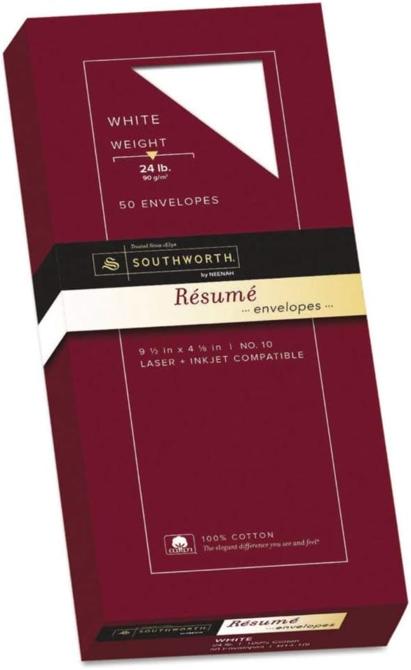 SOUR14I10L - Color : Ivory - Southworth 100% Cotton Resume Envelope - Box of 50