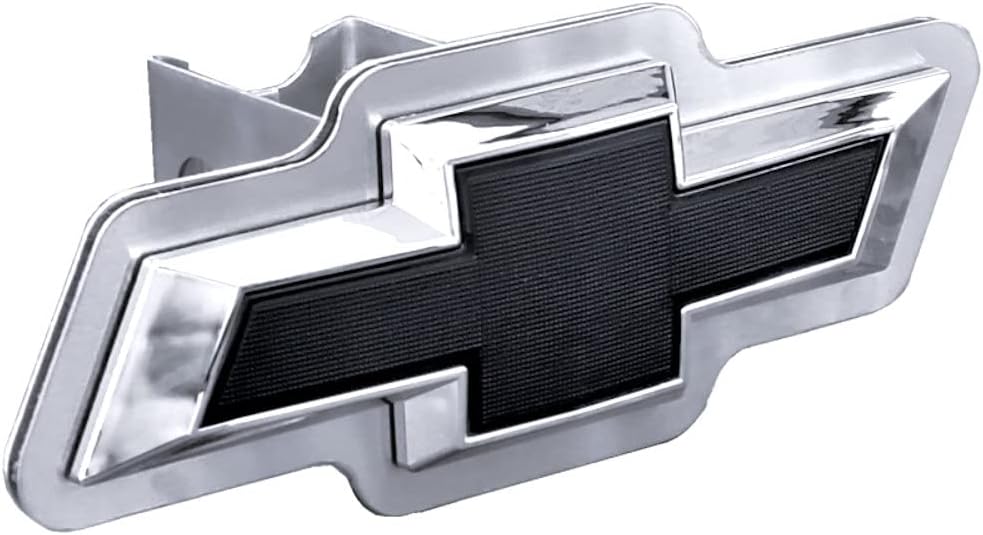 Au-Tomotive Gold, Inc. Class III Trailer Hitch Plug for Chevrolet Black Logo (Chrome on Brushed)