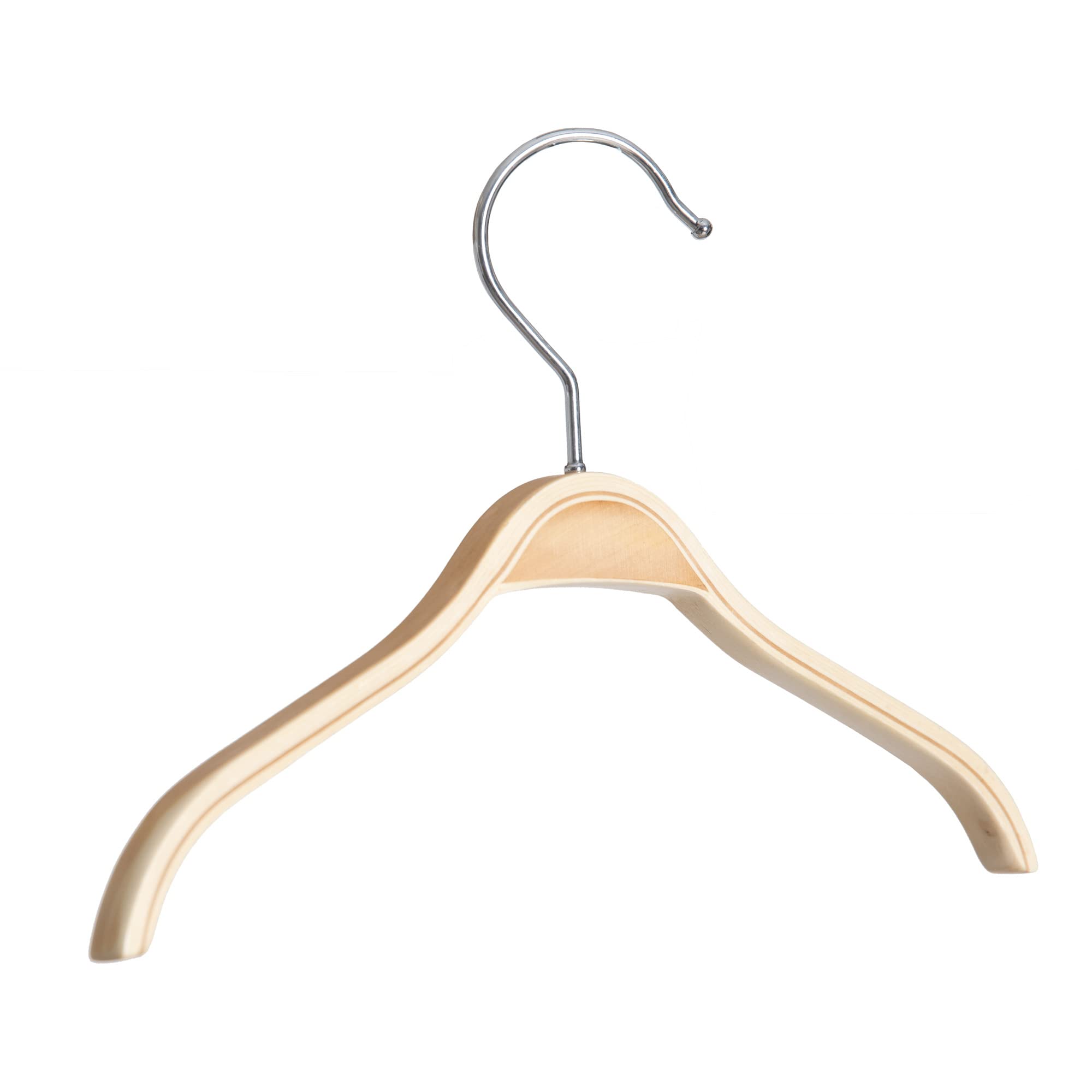 25 Schichtholzbügel ohne Steg Natur klar lackiert drehbarer Haken Kleiderbügel Holzbügel Garderobenbügel Ladenausstattung (45 cm)