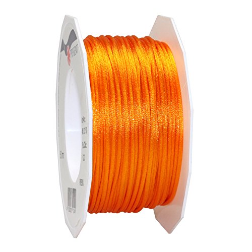 PRÄSENT Cordón RHEIN naranja, cordón trenzado para regalos 50 m, paquetes y obsequios, 3 mm de ancho, accesorios para decoración y manualidades, cintas decorativas resistentes al desgarro