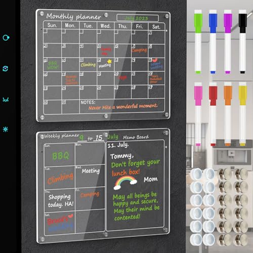 Magnetic Acrylic Calendar for Fridge,2 Pack 11