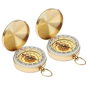 Camping Survival Compass Metal Pocket Compass Kids Compass for Hiking Camping Hunting Outdoor Military Navigation Tool(2pcs)