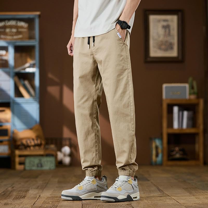 Men's Spring Autumn Ice Silk Loose Jogger Sporty Harem Nine-Tenths Workwear Casual Pants4