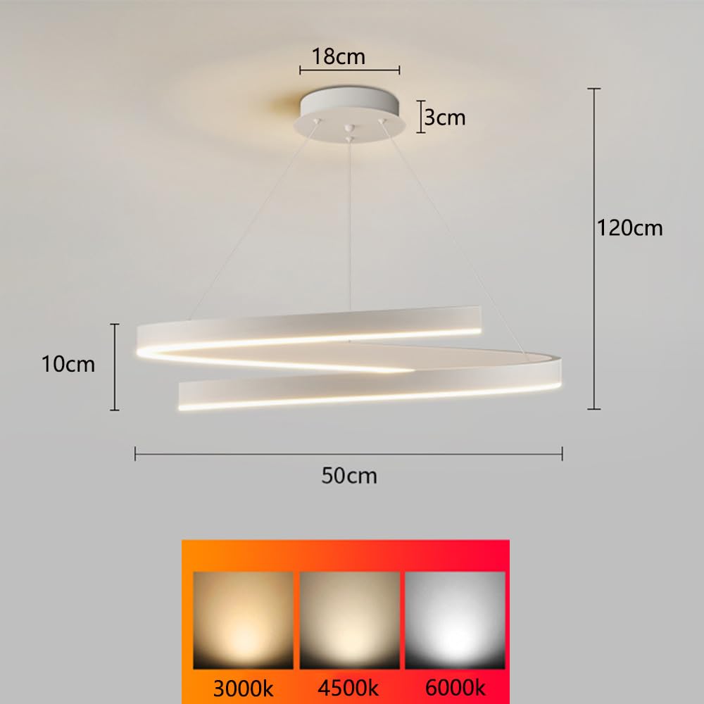 Mengjay Lampadario LED a Spirale Moderno, 3 Temperature di Colore,LED Lampadari Sospensione,Lampadario Camera da Letto Regolabile in Altezza Appendere le Luci (Bianco)