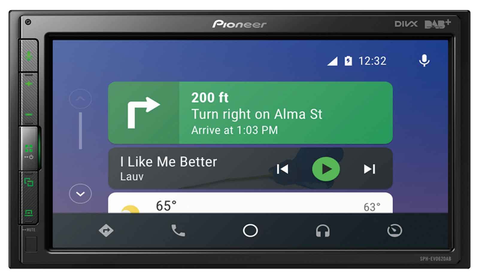 Pioneer SPH-EVO62DAB Mediacenter per Renault Clio IV – Touchscreen da 6,8 pollici, 1,5A Quick-Charging USB, Apple CarPlay, Android Auto, radio digitale DAB/DAB+, Bluetooth, equalizzatore a 13 bande