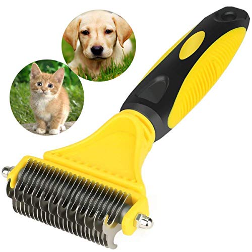 Cepillo Perros & Gatos, Wiecok Pet Aseo Profesional de Acero Inoxidable con 23 + 12 Cara Doble para Enredados Pelos Envejecidos Cuidado Conejos, Caballos, Deshedding Brush Animales