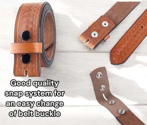 Image of F&L CLASSIC Western Belt without buckle for men - Full Grain Leather Cowboy Belts for jeans - One Piece Leather strap belt