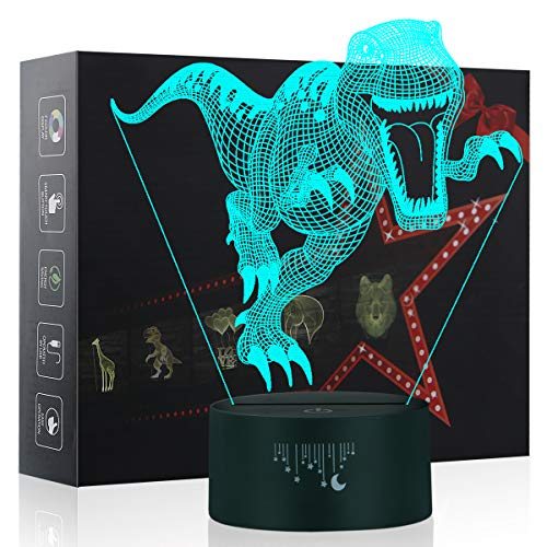 Yunplus Ilusión dinosaurio 3D de la lámpara, Cambio de Colores Touch LED Interruptor luz de la noche lámparas de mesa escritorio Velociraptor 6