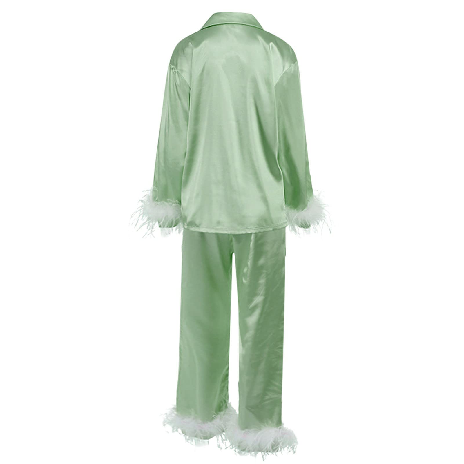 Tuta da Notte Casual Donna Elegante Carina con Scollo A V Manica Lunga Tinta Unita Set per La Casa Camicia Azzurra Pigiama Cotone Aperto Davanti Corto Estivo Curvy Leggero Pigiami XXXL
