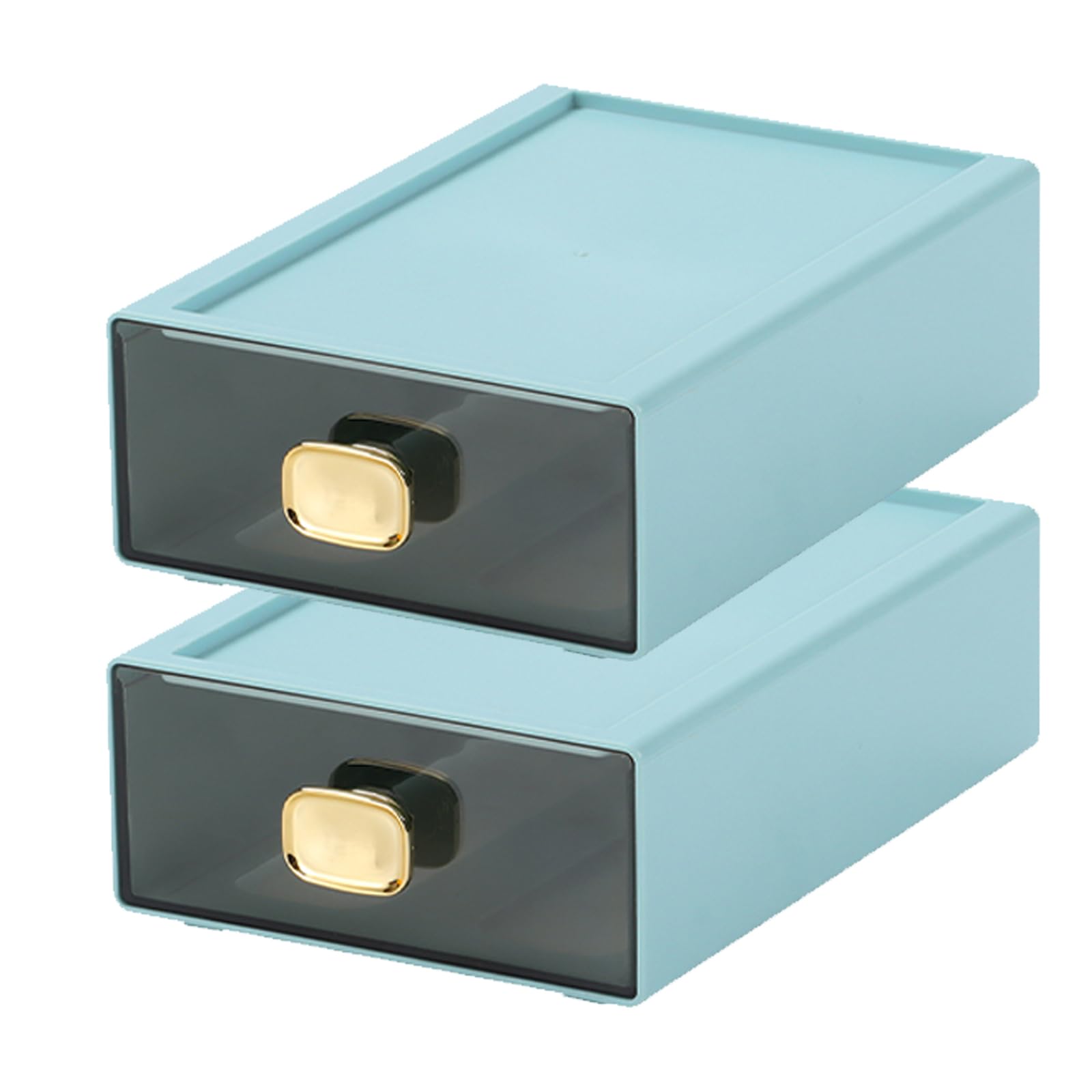 Osteed 2 Middle Drawers, Cyan Spacious Desk Drawers, Stackable Desktop Organizer, Plastic Storage Box For Office, School & Home Supplies (2 Middle Drawers, Cyan)