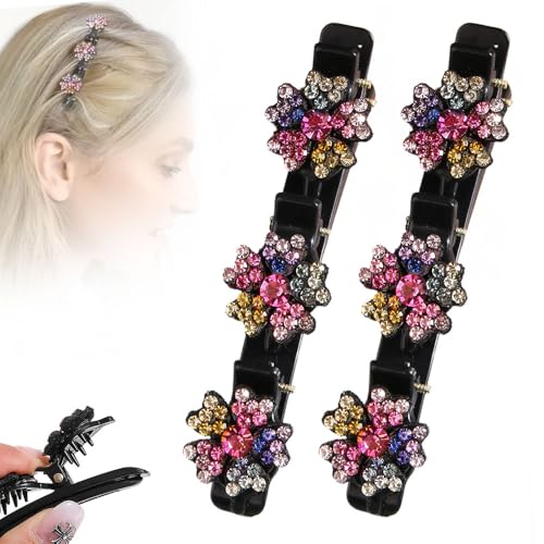 Sparkling Crystal Braided Hair Clips for Women and Girls (Flower-D) - 2024 Collection