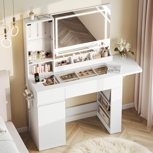 Dripex Tocador con iluminación y tapa de cristal transparente con...