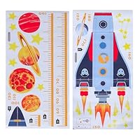 BESPORTBLE 2pcs Rocket Growth Chart Sticker Wall Decal for Bedroom Play Room Peel and Stick Kindergarten Height Measure PVC Decals for Kids