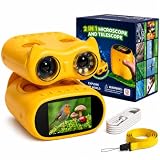OAEBLLE 2-in-1 Kids Microscope and Telescope, 1000X Handheld Digital Microscope for Kids, 2.0" Screen, 8 LEDs, 10X Pocket Telescope for Outdoor, 1080P Camera STEM Toys Gift for Boys Girls 4-12, Yellow