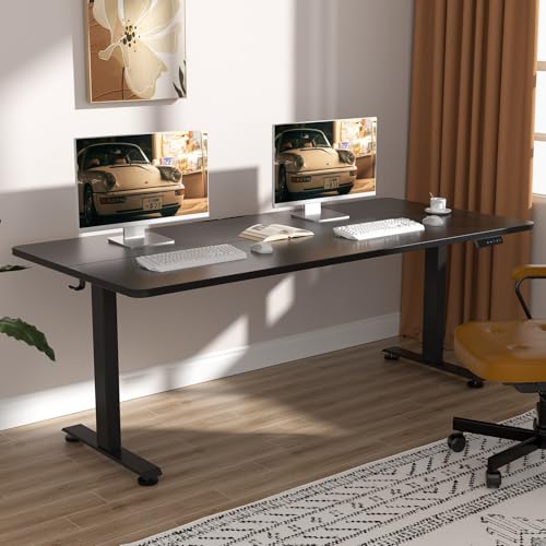Veken 63x27.6 Inch Large Electric Standing Desk, Heights Adjustable,Sit to Stand Up, Work Home Office Computer Table for Walking Pad, Wooden Desktop Desks, Black