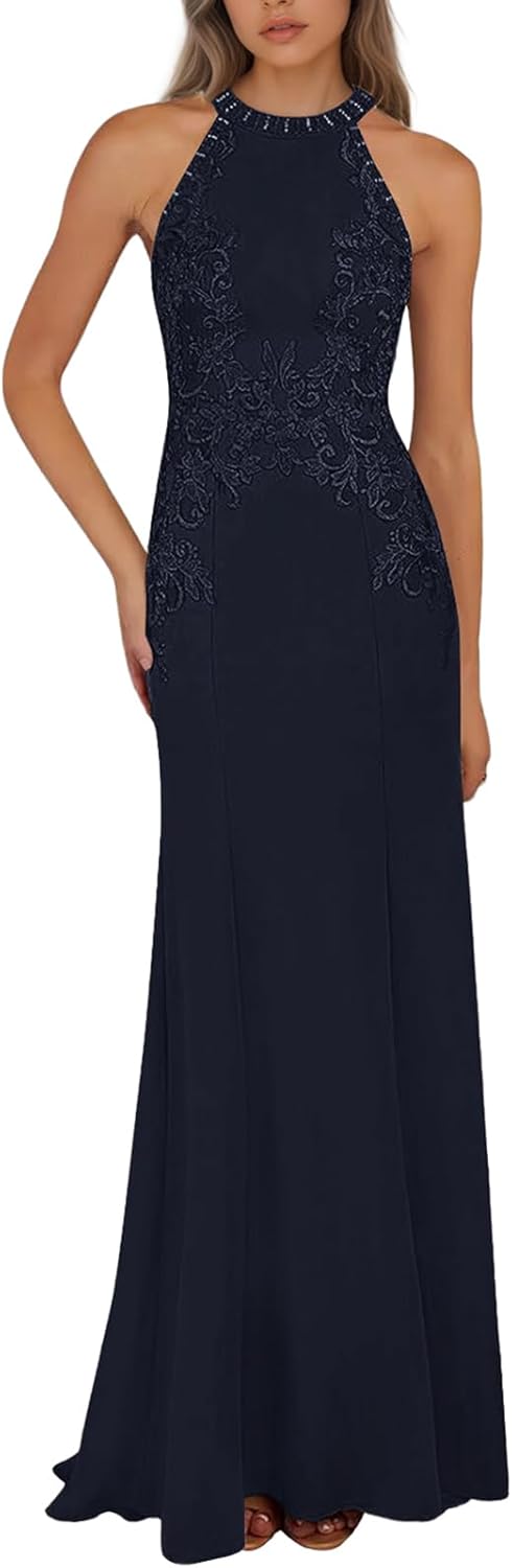 Long Lace Mother of The Bride Dresses for Women Mermaid Halter Formal Dress Evening Wedding Guest Gowns 2026