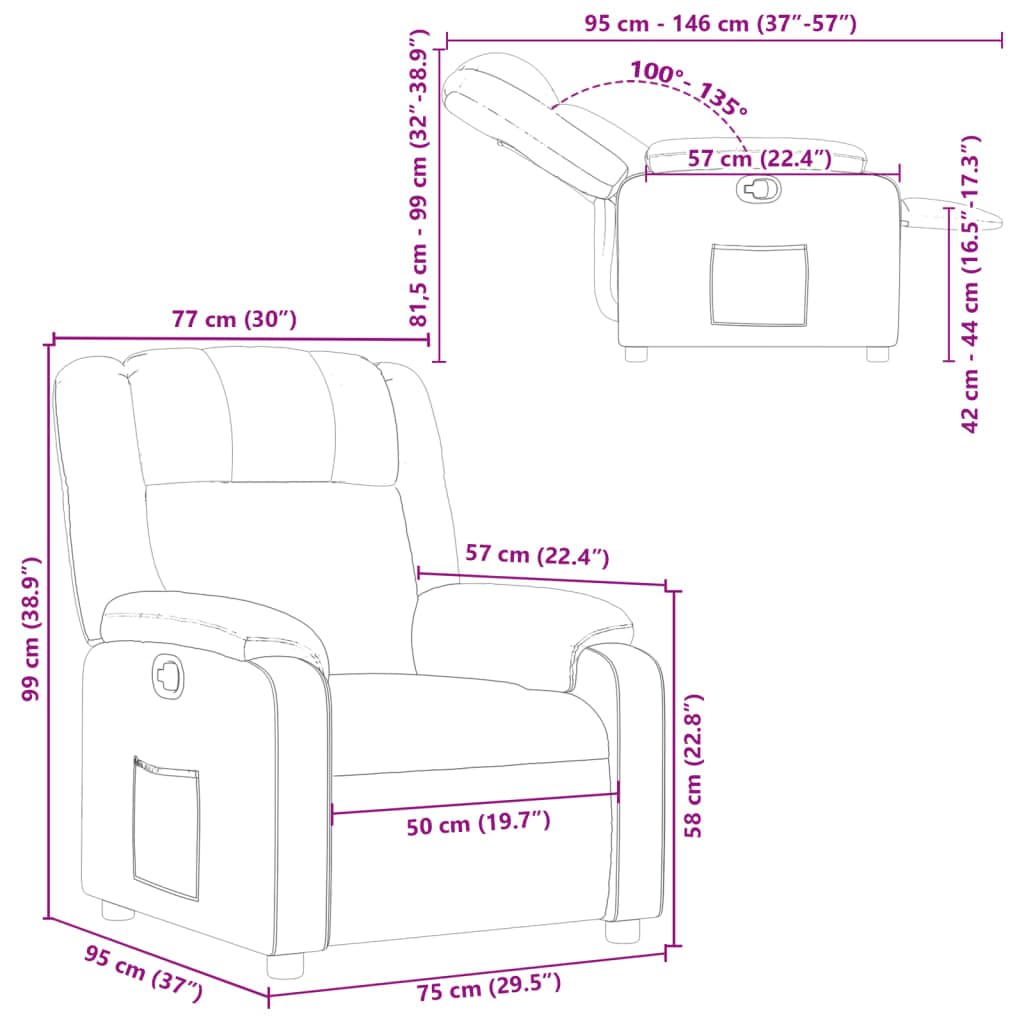 Fotel relaksacyjny, czarny, sztuczna skóra z ręczną funkcją leżenia, regulowane oparcie i podnóżek, stabilna rama drewniana, ergonomiczny, wygodny fotel do salonu, kącika do czytania i biura