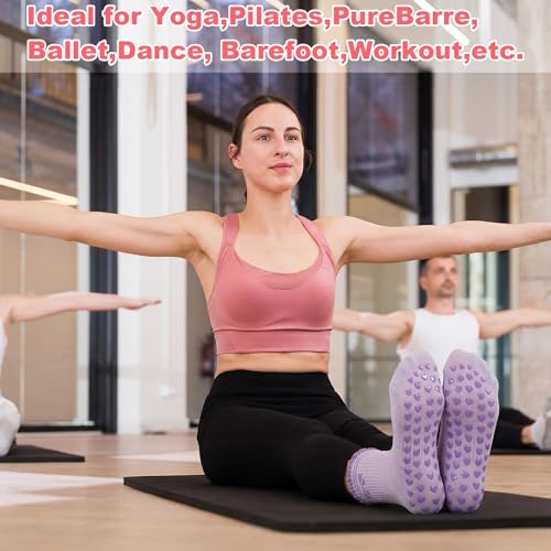 Image of Jspupifip Cute Pilates Socks for Women | Non Slip Yoga Socks with Grips for Barre Workout Athletic Hospital