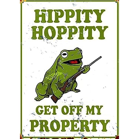 Hippity Hoppity Get Off My Property Frog No Tresspassing Novelty Sign Aluminum Metal Tin Sign Plate Aluminum Caution Metal Sign 8x12 INCH Cover