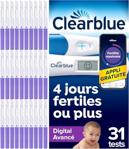 Clearblue Test d’ovulation Digital Avancé et Test de grossesse, Doublez vos chances de concevoir, 30 Tests d’ovulation et 1 Test de grossesse Détection Rapide