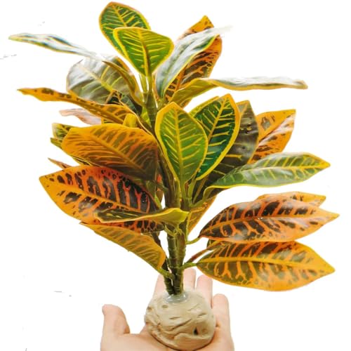 KERUIDENG Reptile Plants Terrarium Artificial Leaves Reptile Tank Decorations for Bearded Dragon Lizard Snake Geckos Chameleon Amphibian Habitat Terrarium Decor
