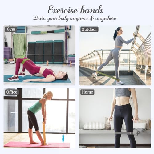 Image of VEICK Resistance Loop Bands Set of 5, Exercise Bands with 5 Resistance Levels, Stackable Workout Bands for Strength Training, Pilates, Fitness Gear for Men Women Home Gym Office Travel