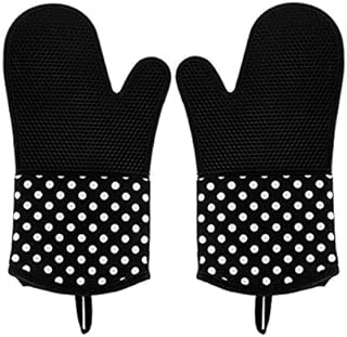 TOMORAL Oven Mitts - Heat Resistant to 572 °F Kitchen Oven Gloves,oven mitts heat resistant, ove gloves for Cooking, Baking, Barbebue Potholder, Cooking Gloves 1 Pair, Black