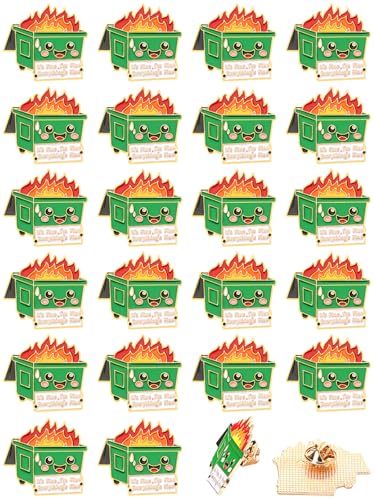 Image of JUNEBRUSHS 28pcs Positive Enamel Dumpster Fire Brooch, Inspirational Lapel Pins for Coworker Appreciation Gifts Party Supplies Clothes Decor Accessories