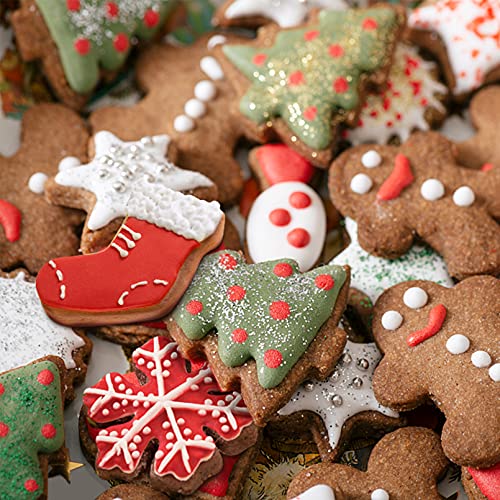 11 Pcs Christmas Cookie Cutters, Hibery Holiday Cookie Cutters Christmas, Snowflake, Christmas Star Tree, Gingerbread Man, Glove & More Cookie Cutters Christmas Shapes