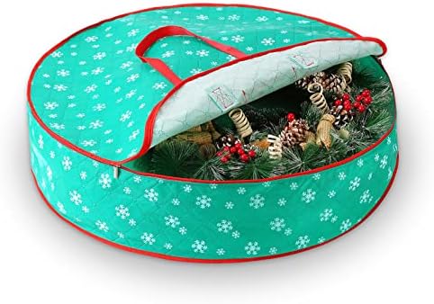 30" Christmas Wreath Storage Bags, Wreath Storage Container Wreath Containers Holder with Zippers, Handles (1, Green)