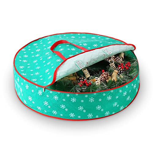 30" Christmas Wreath Storage Bags, Wreath Storage Container Wreath Containers Holder With Zippers, Handles (1, Green) #TOP1