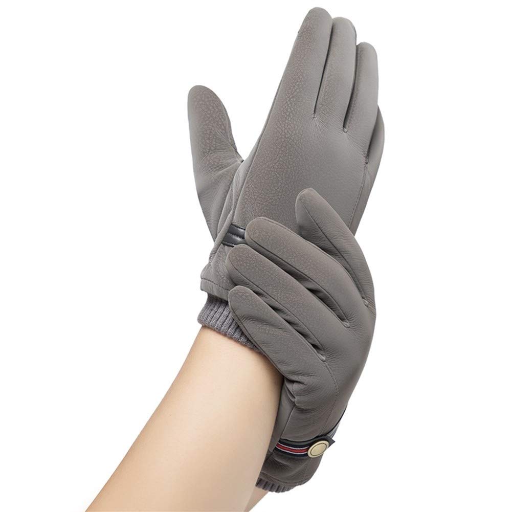 Guanti Caldi di Inverno più Velluto Spessore Impermeabile Guanti Schermo Touch Fredda Guanti Uomo (Color : Gray, Size : One Size)