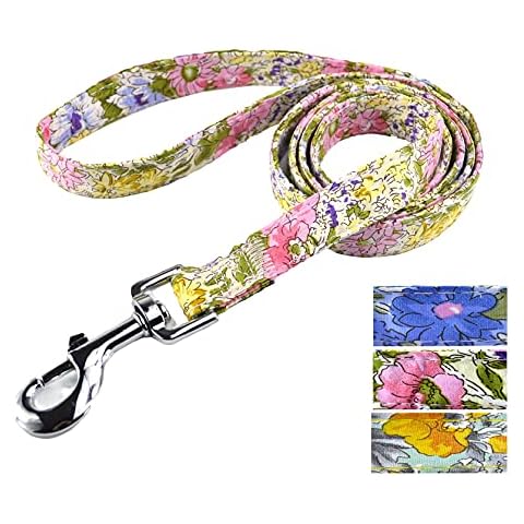 Moonpet Floral Patterns Dog Lead Leash for Small Medium Large Dogs - Durable Strong Dog Leashes , 4FT & 4/5" Wide - Pink Cover
