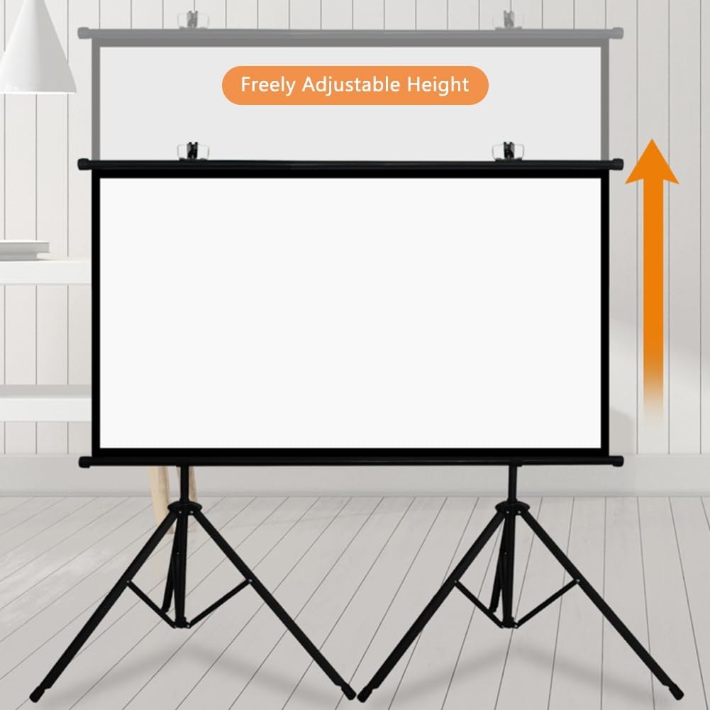 Schermo Cinematografico in PVC da 60/72/84/92pollici per Esterni con Treppiede, Schermo di Proiezione a Parete 4K HD per Campeggio, Home Theater(84"(4:3))